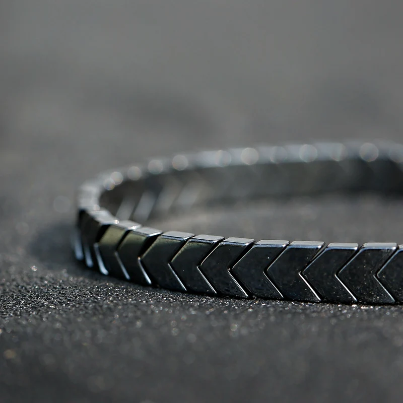 Новый эластичный браслет со стрелками из гематита мужские ювелирные изделия на