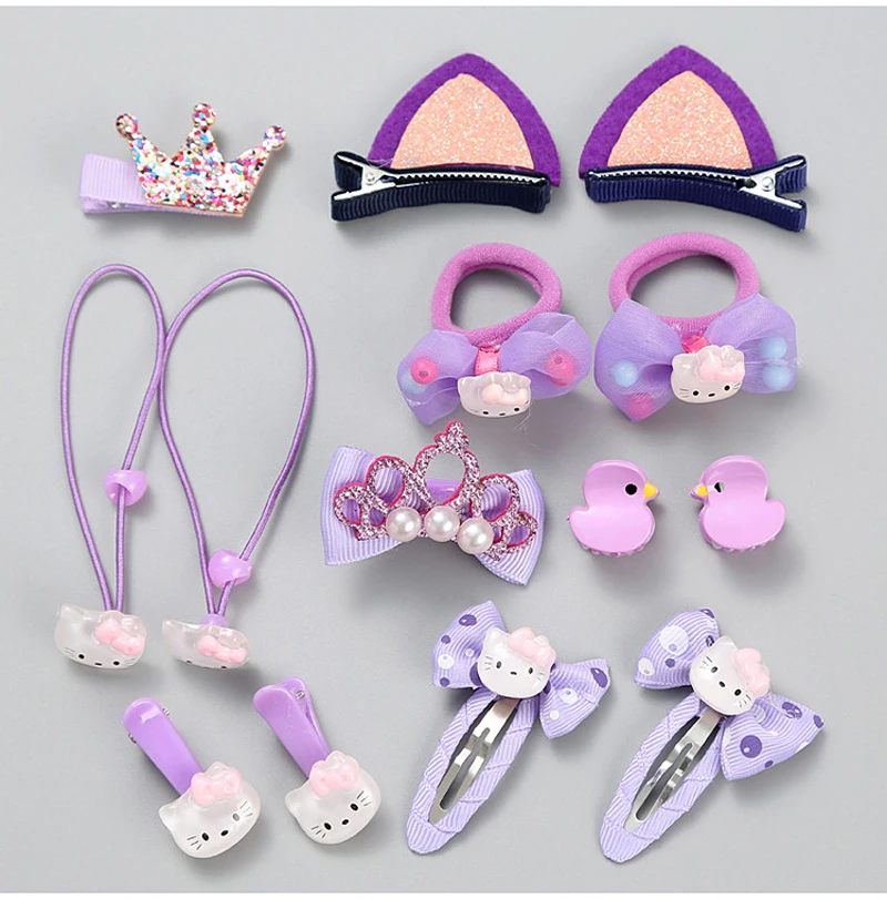 Весь набор hello kitty/аксессуары в виде мишки для девочек, эластичные резинки для волос, заколки для волос, заколки, ожерелье, серьги, детский подарок на день рождения