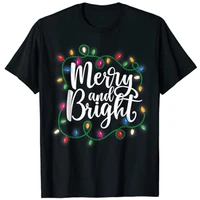 funny merry and bright christmas lights xmas holiday t shirt tops