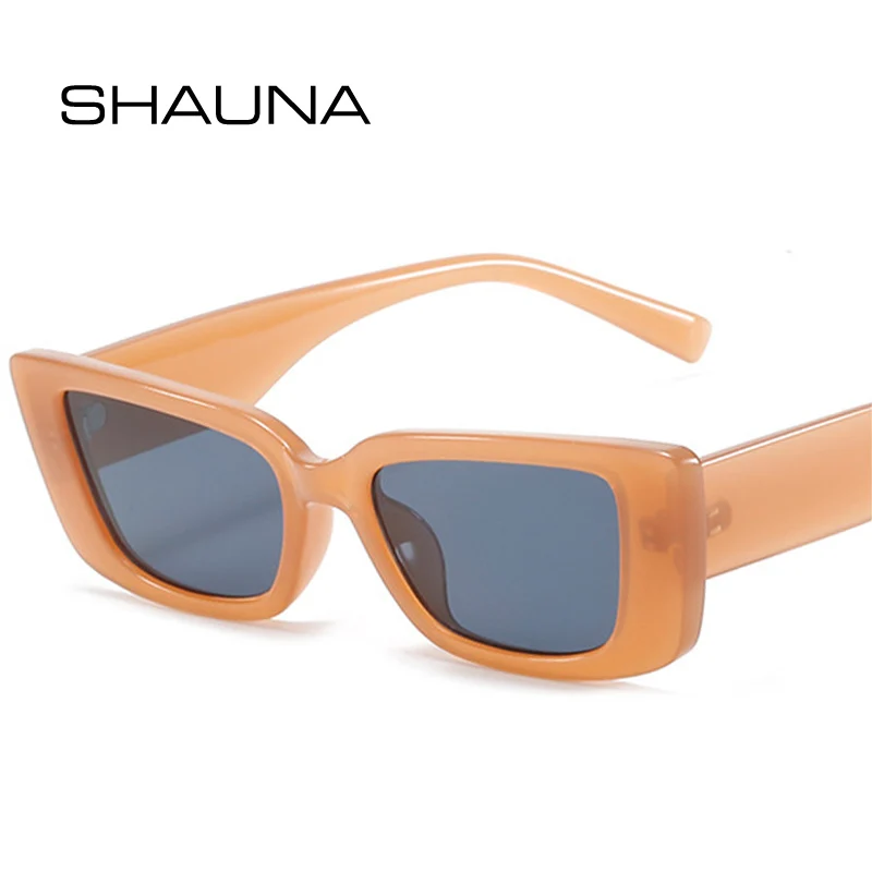 

SHAUNA Fashion Cat Eye Colorful Sunglasses Women Retro Jelly Tea Pink Eyewear Shades UV400 Men Square Sun Glasses
