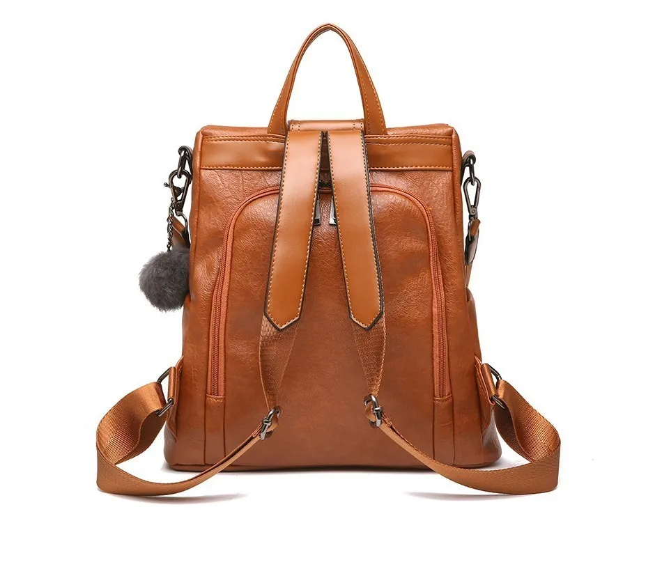 Mochila femenina anti robo clasica de cuero PU color sólido mochila canta moda bolso hombro|Женские рюкзаки| |
