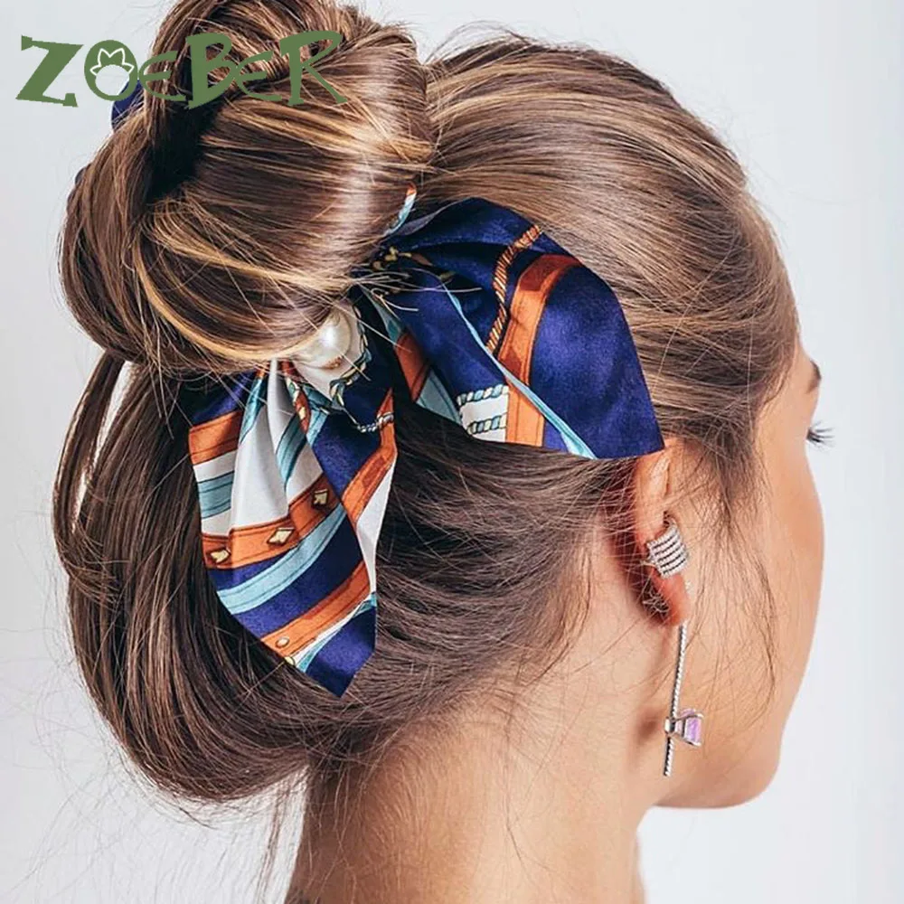 Жемчужные шифоновые эластичные резинки для волос с бантиком женщин и девочек