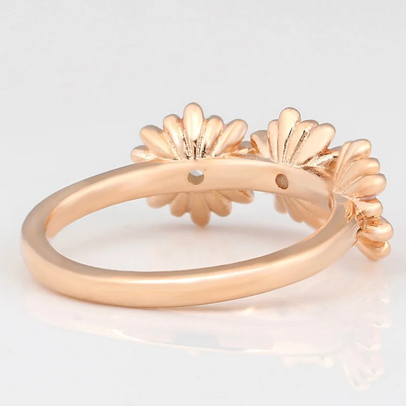 

2020 New 925 Sterling Silver Pan Ring Rose Gold Three Pink Daisy Rings For Women Wedding Party Gift Fashion Jewelry