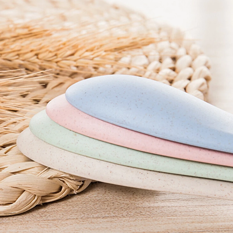 Детская ложка из пшеничной соломы 4 шт./компл. разноцветные безопасные шумовка