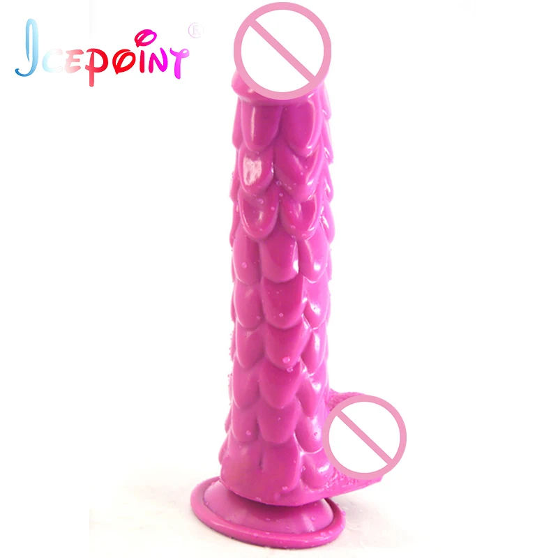 Длинный силиконовый фаллоимитатор с присоской текстура рыбьей чешуи реалистичный пенис секс игрушка для