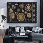 Фотообои с изображением слона павлина и золотых линий