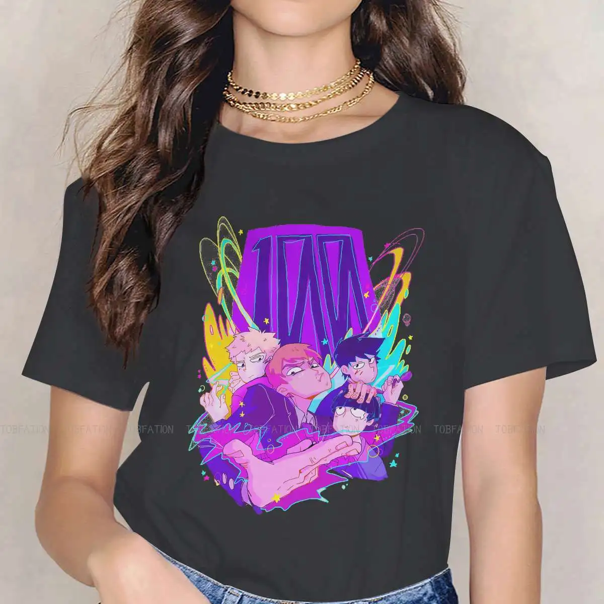 

Mob Psycho 100 Shigeo Kageyama Cartoon Girls T Shirt Friendship Female Tops 4XL Graphic Funny Tees Ladies Cotton Tshirt