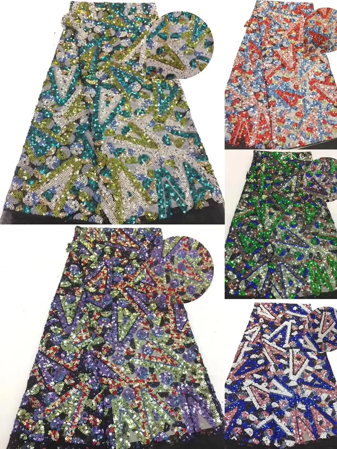 

African Sequins Lace Fabric 2019 Embroidered Nigerian Net Laces Fabric Bridal High Quality French Tulle Lace Fabric CDN272