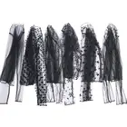 Женская Весенняя Просвечивающая сетчатая рубашка, ажурный кружевной пуловер в полоску со снежинками, блестящий пуловер, топы с ложным воротником, облегающие длинные