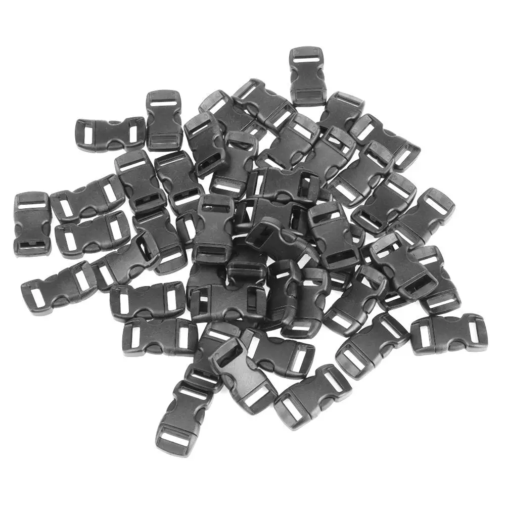 

50pcs/set 10mm Side Release Survival Bracelets Straps Lightweight Buckles Webbing Paracord Side Release Buckles 28 x 10mm