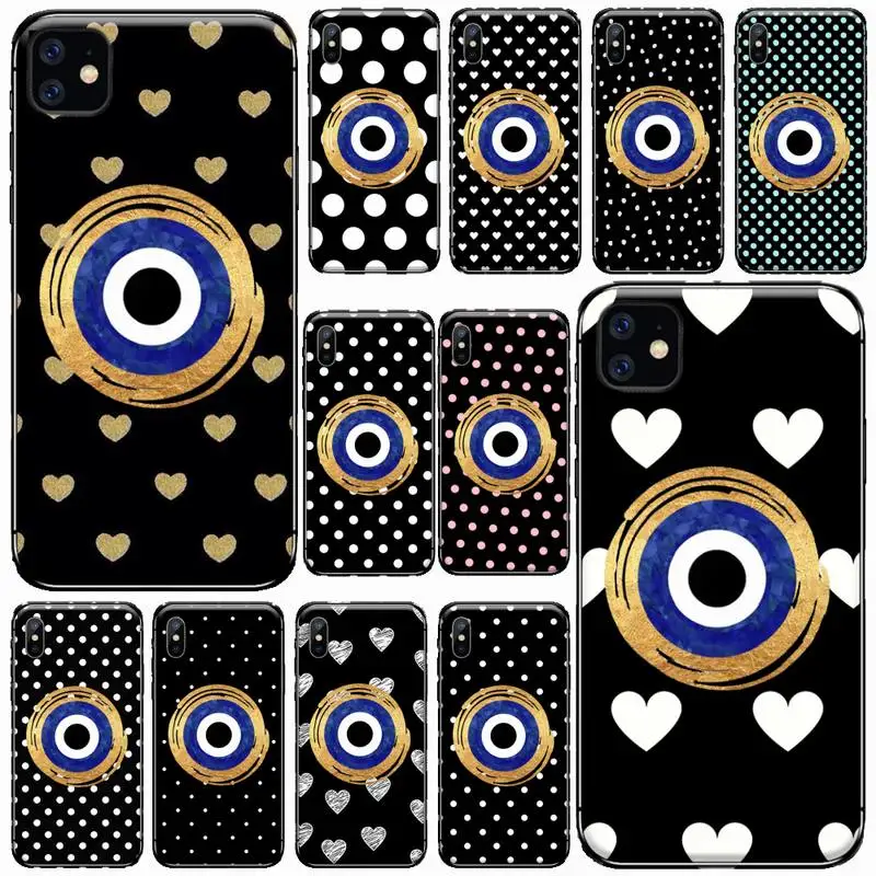 

evil Eye design fashion cool Phone Case for iPhone 11 12 pro XS MAX 8 7 6 6S Plus X 5S SE 2020 XR Soft silicone funda shell
