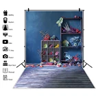 Фотофоны Осенняя деревянная полка фрукты Вечеринка синий градиент однотонный настенный пол ребенок портрет фото фон для фотостудии