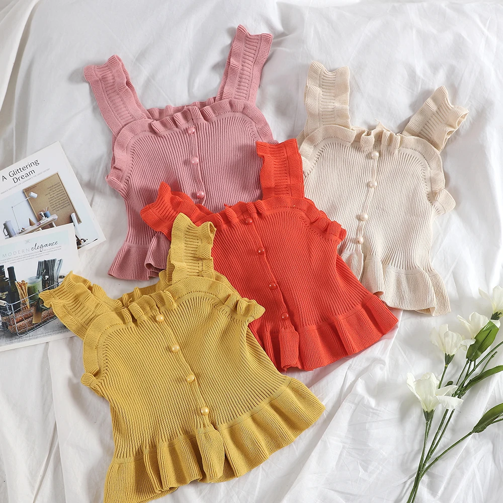 Милый женский маленький жилет с грибком на бретельках новый Короткий