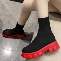 new spring autumn plus size platform womens boots fashion casual women shoes breathable knitted socks womens riding boots