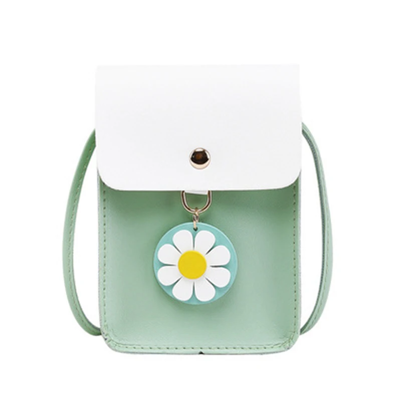 

2021 Summer Daisy Pendant Crossbody Shoulder Bag Pu Leather Solid Colr Handbags for Women Brand Bags Mini Coin Purse Bolso Mujer