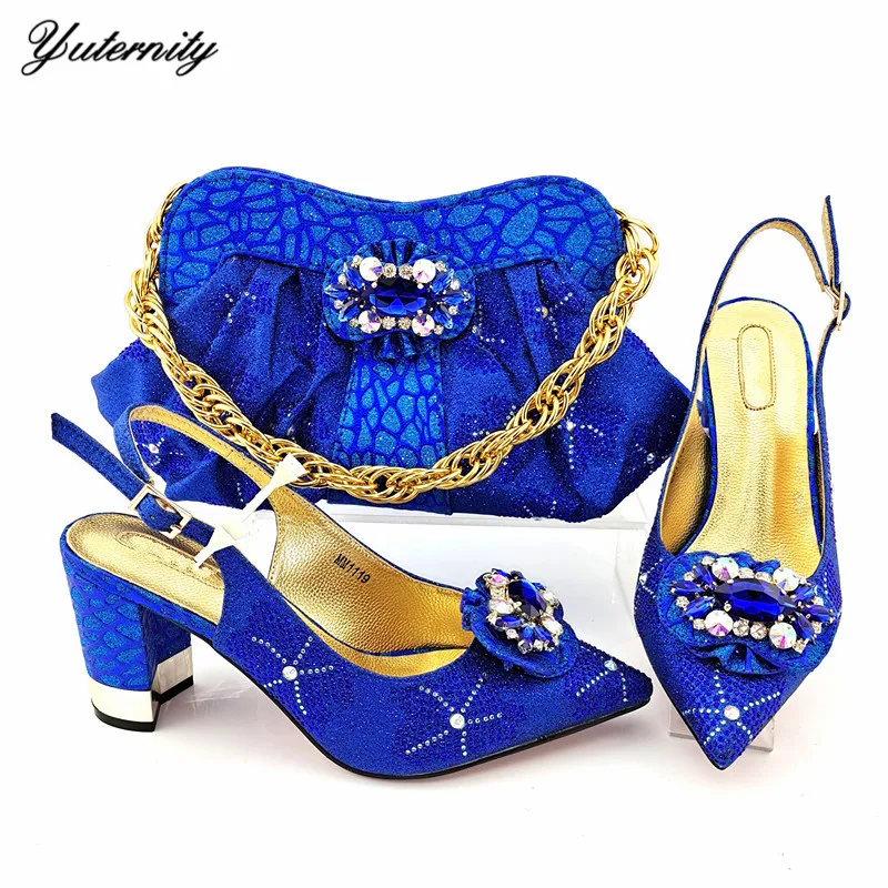 

Italian Fashion Sandals Shoes And Bag To Match Set Hot Sale Nigerian Style Pumps Shoes And Bag Set For Wedding 7Colors