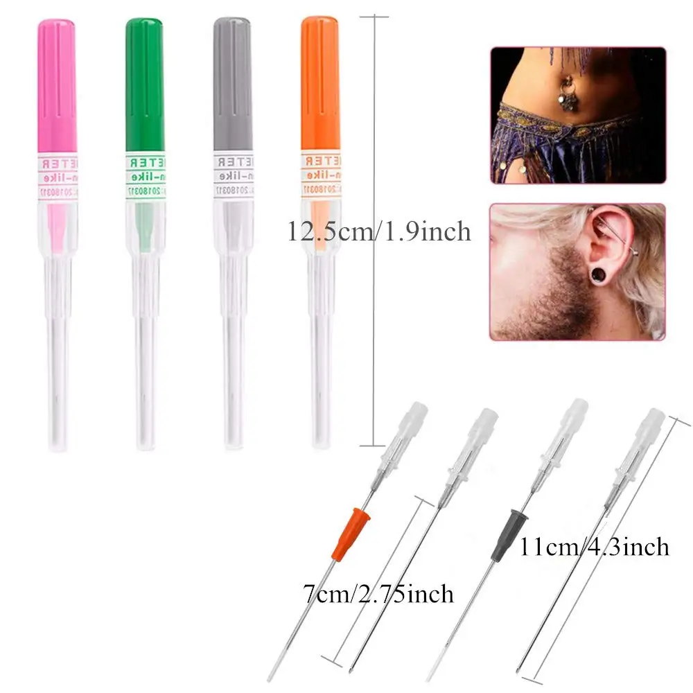 

8pcs Mixed Sizes 14G, 16G, 18G and 20G Ear Nose Piercing Needles IV Catheter Needles Kit Piercing Sterilized for IV Start Kits