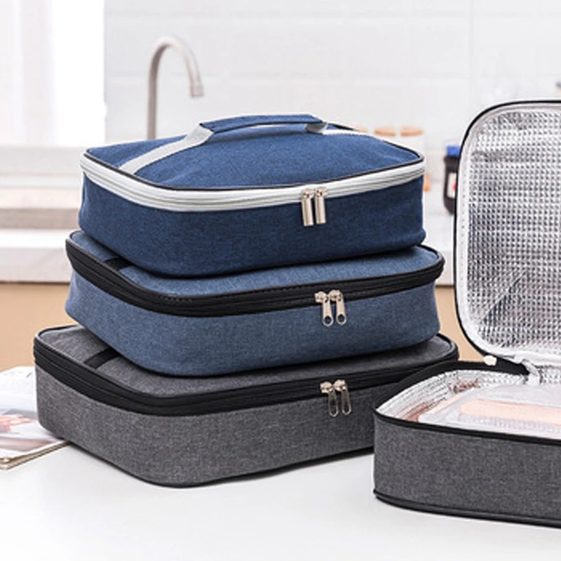 

Meal Packed Lunch Bag Rectangular Storage Zip Insulated Bento Lunch Box Food Thermal Tableware Camp Container Kids Children Men