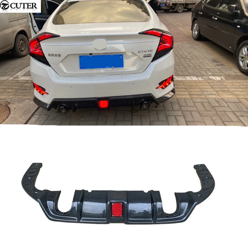 Диффузор для заднего бампера из углеродного волокна со светодиодными пилотными