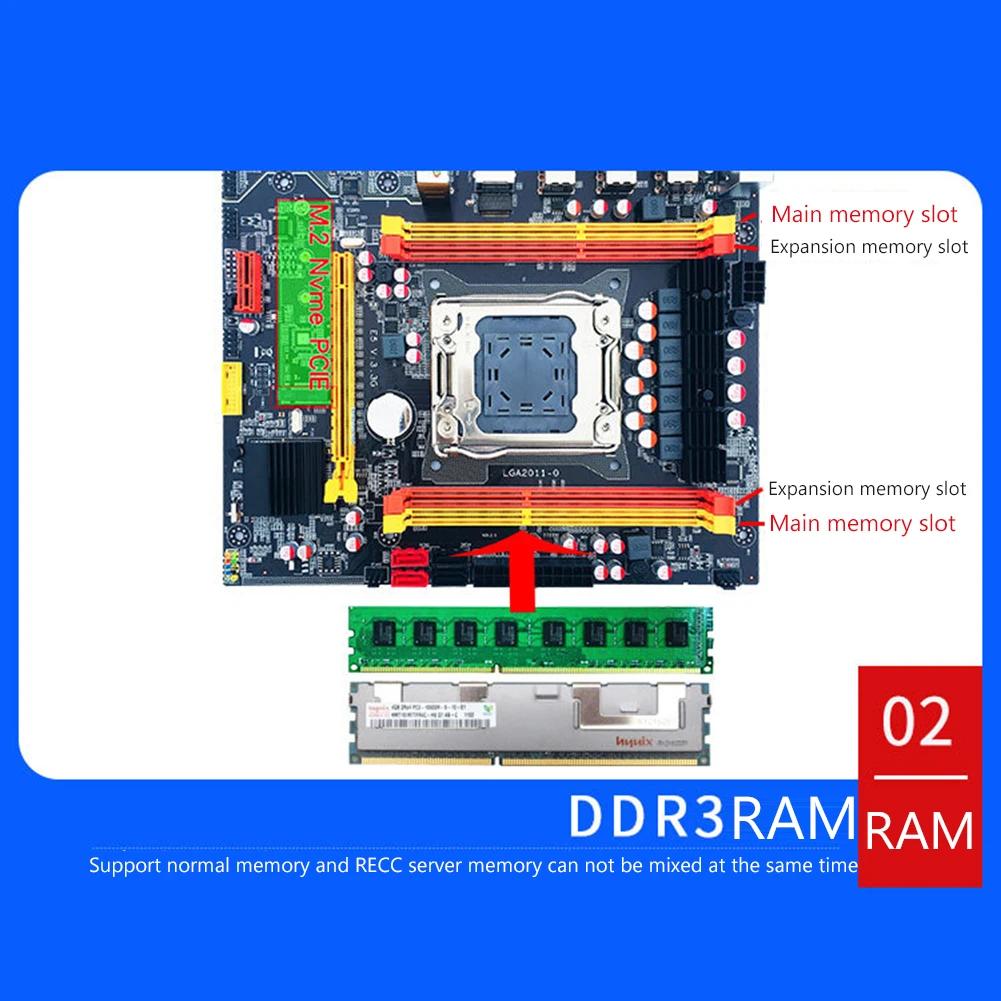 Материнская плата X79 M.2 для чипсета LGA2011 USB2.0 2-канальная DDR3 64 Гб ОЗУ PCI-E NVME SSD