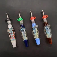 5 2 inch silver fumed glass collector kit honey straw with 10mm quartz tip with 10mm plastic clip