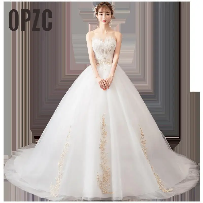 Новинка модное простое легкое свадебное платье 2019 роскошное без бретелек с