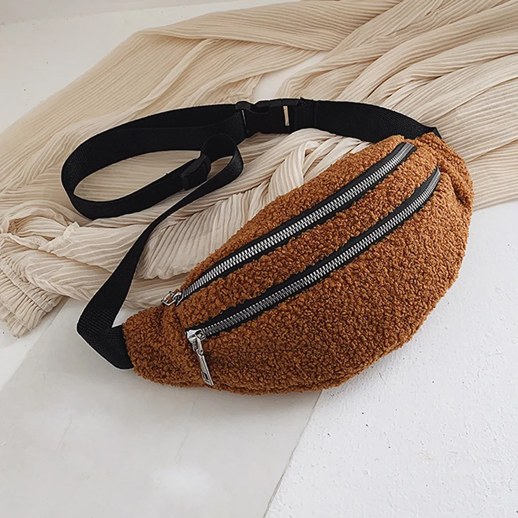 Женская поясная сумка с карманами плюшевая Повседневная модные женские ремни