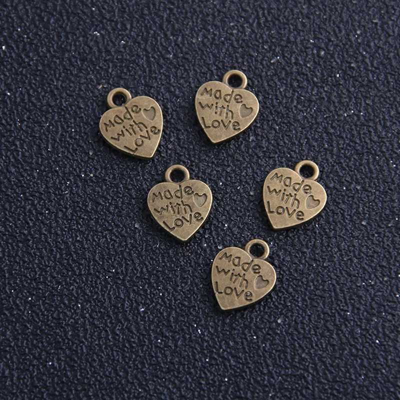 Винтажные подвески в форме сердца из металлического сплава 20 шт./лот 10*12 мм