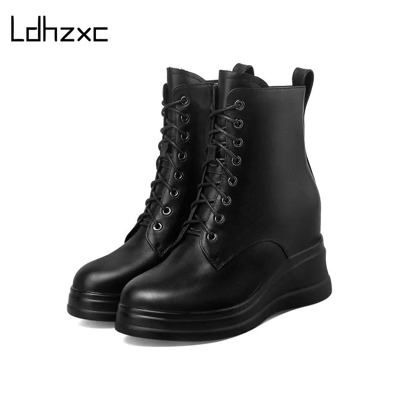 

LDHZXC/женские ботильоны на платформе; Сезон осень-зима; Теплая обувь на массивном каблуке для ночного клуба; Женские удобные ботинки размера п...