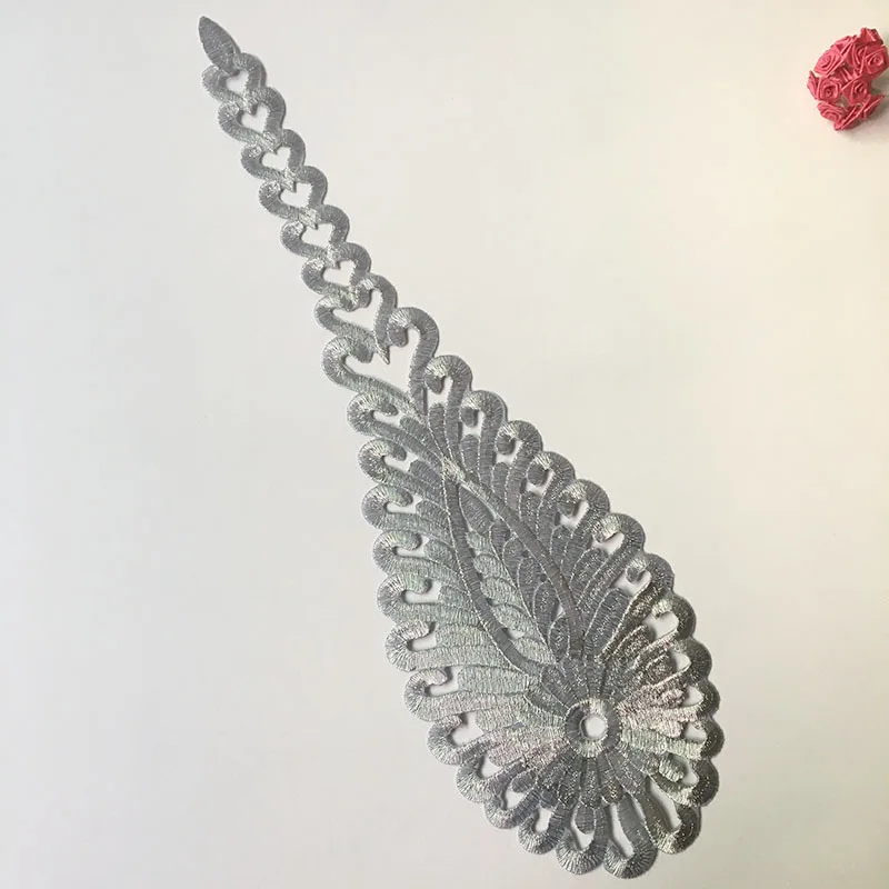 1 шт. Золотой Серебряный Большой Веерообразный тканевый патч этнический стиль