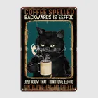 Винтажные металлические таблички с котом И кофейным принтом
