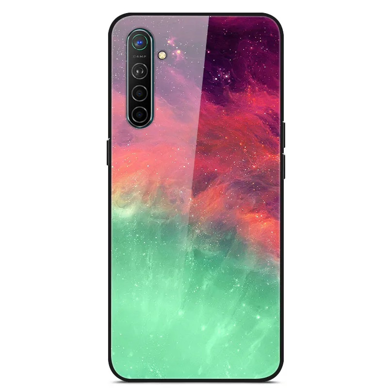 Чехол для Oppo Realme X2, чехол из закаленного твердого стекла для Oppo Realme XT X2 Pro, чехол, мягкий силиконовый бампер с принтом - Цвет: Темно-коричневый
