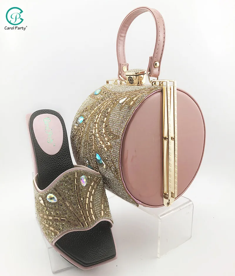 

2020 Novelty Pink Color Ladies Shoes And Bag To Match Set Italian design High Heels Party Women Shoes and Bag Set For Wedding