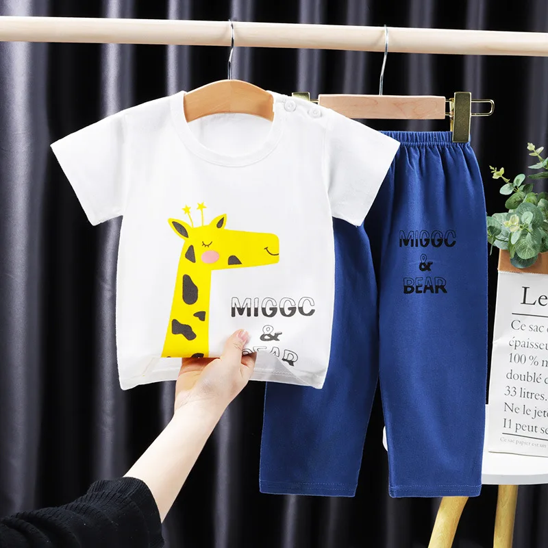 

Fashion Cartoon Clothing Baby Boy girls Summer Clothes T-shirt+shorts Baby Boy Baby pajamas set Clothing Sets