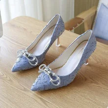 Femmes Hauts Talons Women Fashion Crystal Blue Comfort Stiletto Heels for Party Lady Casual Black Heel Shoes (4)