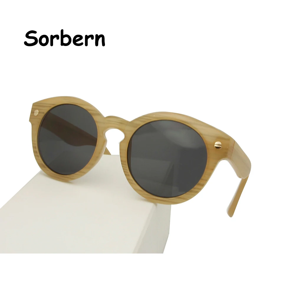 CP женские искусственные деревянные очки с рисунком ретро солнцезащитные