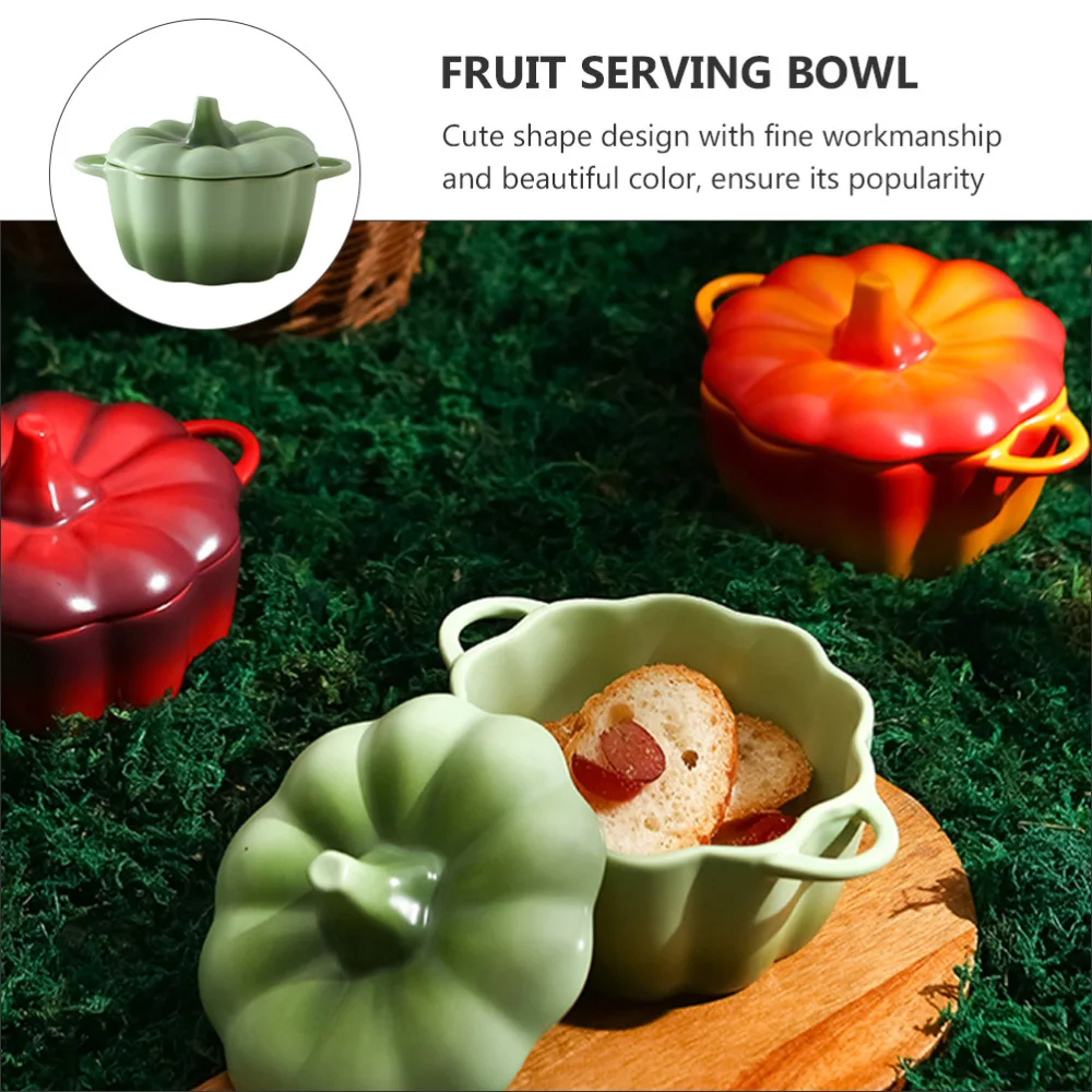 

1pc Creative Kitchen Fruit Serving Bowl Pumpkin Shaped Dessert Bowl with Lid