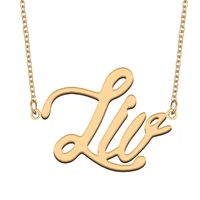 liv name necklace for women stainless steel jewelry 18k gold plated nameplate pendant femme mother girlfriend gift
