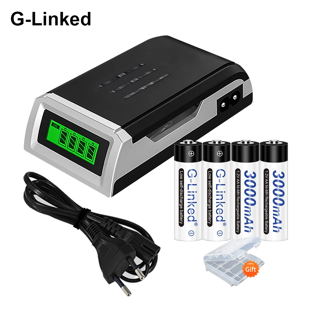 AA перезаряжаемый аккумулятор 3000 мА/ч металл гидридных или никель 1 2 v 2a батарейки