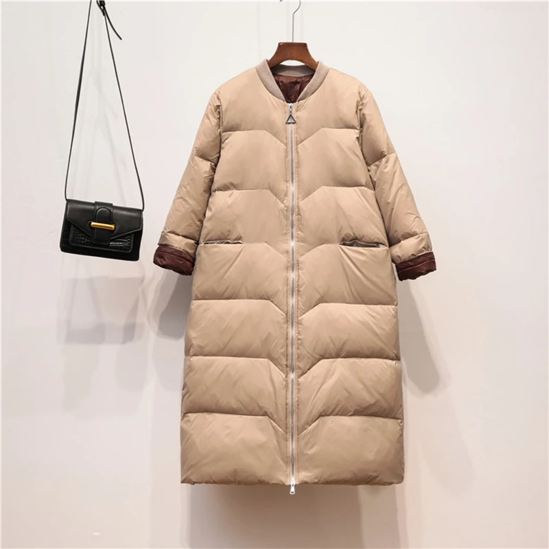 Fitaylor женский пуховик на белом утином пуху ультра-светильник 90% длинная свободная