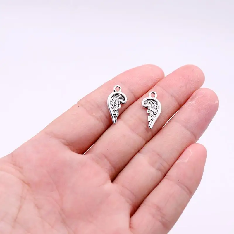 10 шт. серебристого цвета металлические подвески Крылья ангела для ювелирных