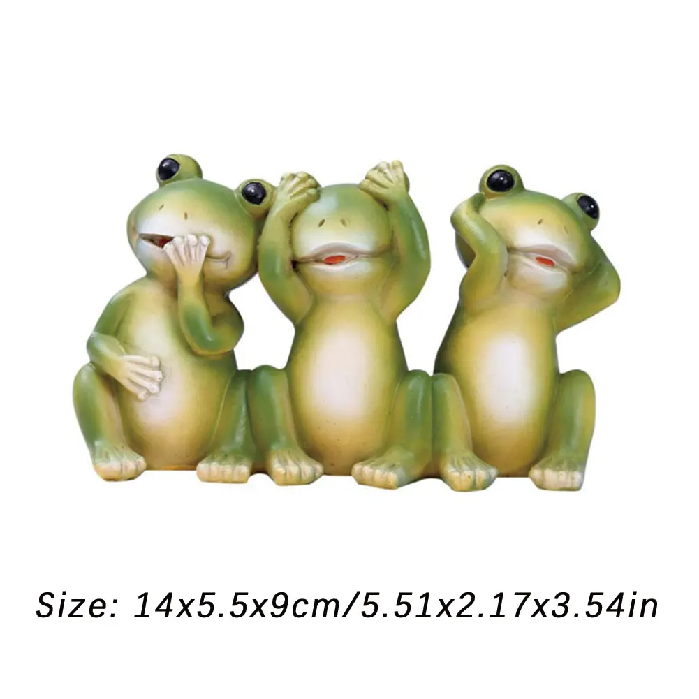 

Set Of 3 Frog Statue Miniature Cute Fairy Garden Frog Figurine Resin Craft Ornament Decoration For Indoor Lawn Flower Pot Decor