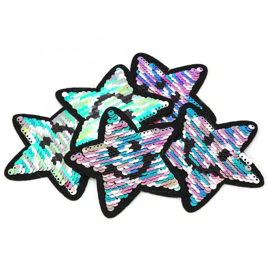 Горячая продажа 5 шт DIY расшитые блестками Звездные узоры со смайликом вышитые