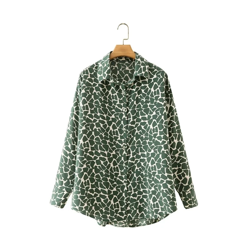 

Hot Sale Women Digital Printing Long Sleeve Shirt Female Turndown Collar Blouse Casual Lady Loose Tops Blusas S9562