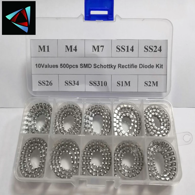 10 значений x50 500 шт. SMD M1 M4 M7 SS14 SS24 SS26 SS34 SS310 S1M S2M SMA Schottky ВЫПРЯМИТЕЛЬ набор