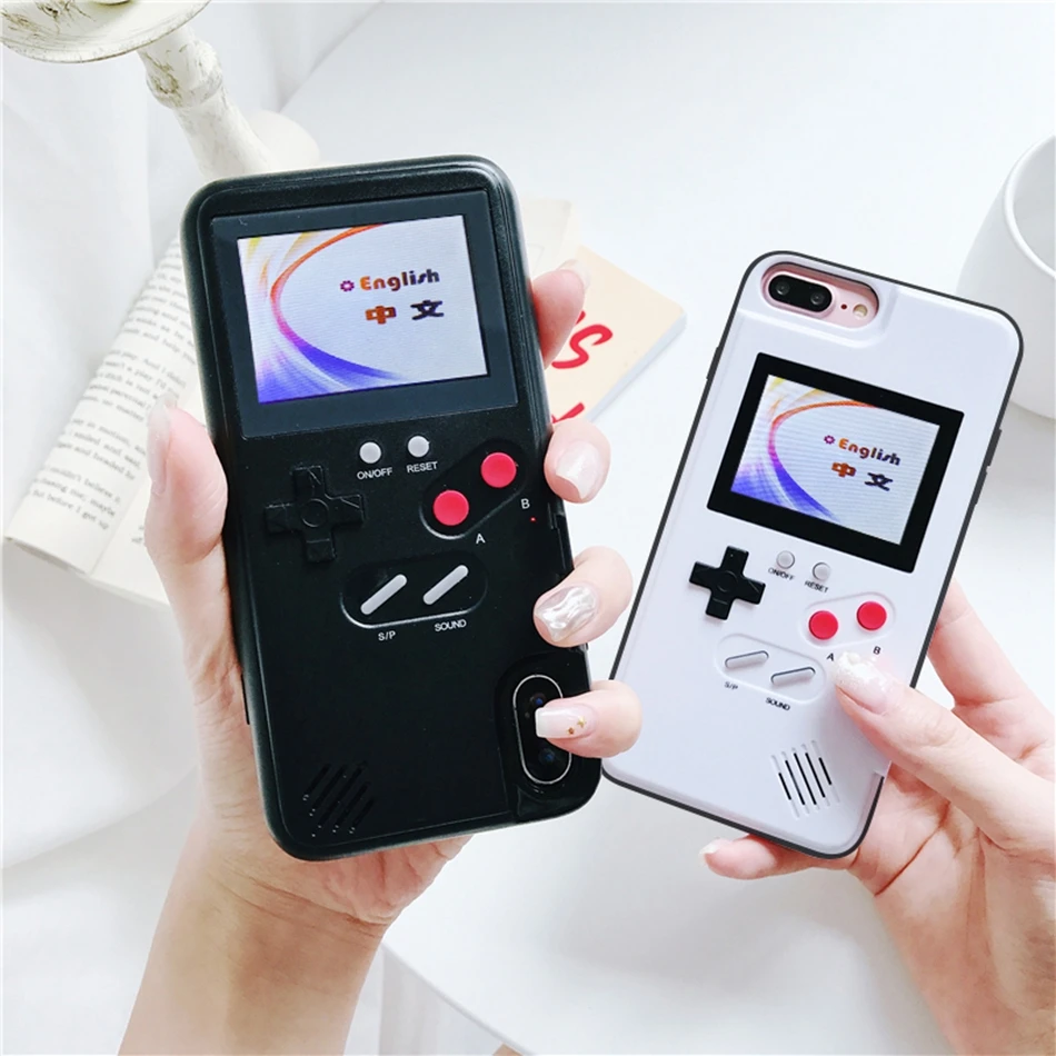 Full Color Display 3D Gameboy Phone Case for iPhone 7 8 6 6s Plus X Classic Retro Tetris Game Cover XS XR 11 Pro Max |