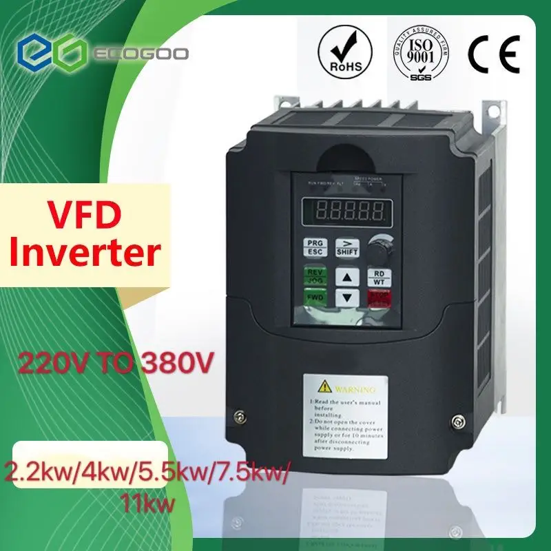 11KW/7.5 кВт/5.5 кВт/4kw 220v до 380V Частотный преобразователь частоты с 3 фазами инвертор