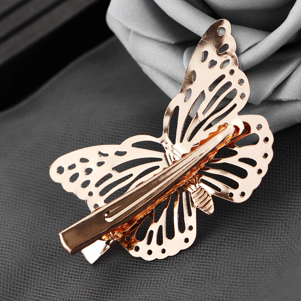 2 шт. Винтажные заколки для волос с бабочками полые металлические девочек