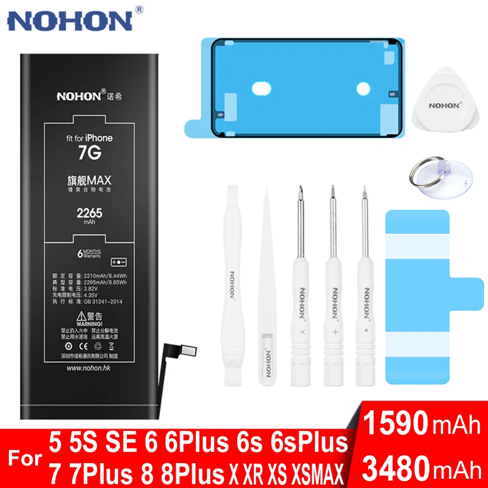 NOHON Оригинальный аккумулятор для iPhone 7 8 Plus 5 6 S C 6S 5S 5C SE X XR XS Маx Apple iPhone6 iPhone7 iPhone8