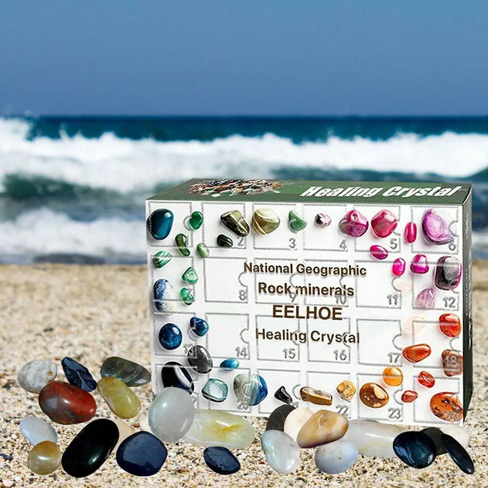 Набор Натуральных зеркальных камней с 24 ячейками подвески из бусины для